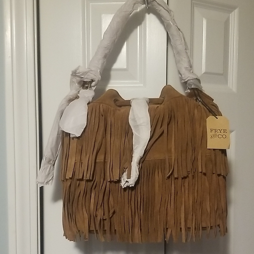 Brand new With Tags!! FRYE & CO Tan Suede Fringe Women's Bag! BEAUTIFUL 🌻🌞
